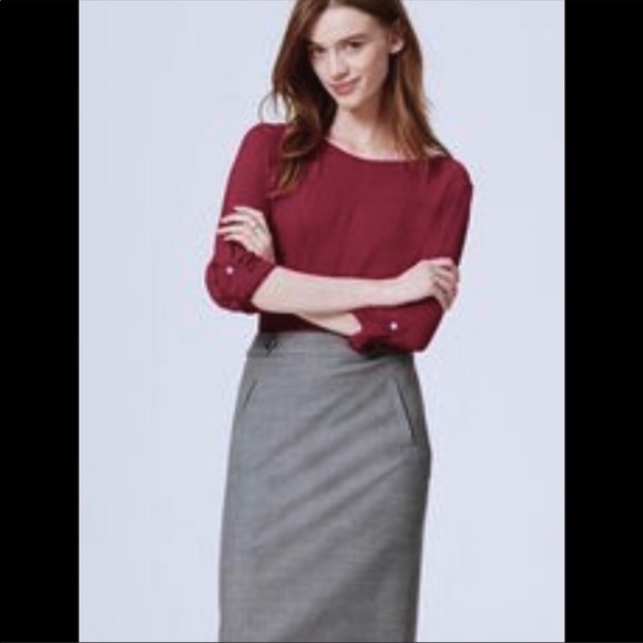 Loft Cranberry boatneck blouse - Picture 1 of 8